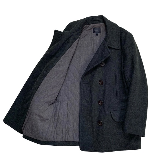 J.Crew 100% Wool Peacoat – Olive Green (L) | Classic Warm Heavyweight Coat - Picture 8 of 11